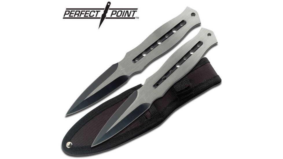 Master Cutlery Throwing Knife Set, Black Anodized, Set of 2, Nylon Sheath MC-C735-2