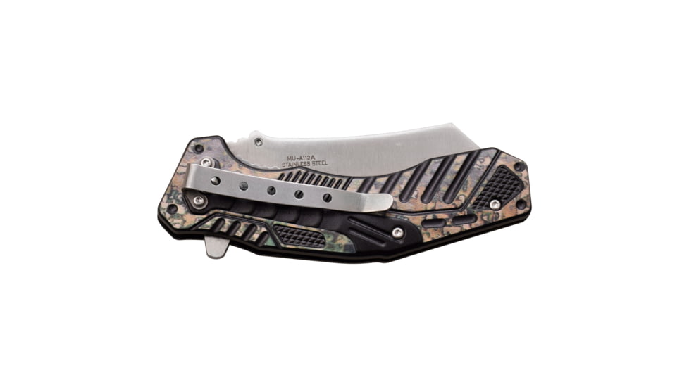 Master USA Cleaver Spring Assisted Knife, 3.25 in, 3Cr13 Stainless Steel Stainless Steel, Grey/Brown, MU-A113A