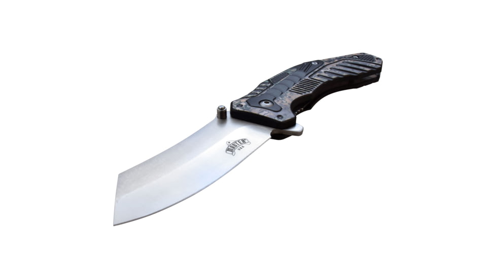 Master USA Cleaver Spring Assisted Knife, 3.25 in, 3Cr13 Stainless Steel Stainless Steel, Grey/Brown, MU-A113A