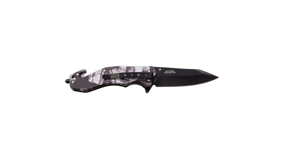 Master USA Drop Point Spring Assisted Knife, 3.25 in, 3Cr13 Stainless Steel Stainless Steel, Black/Grey, MU-A112GX