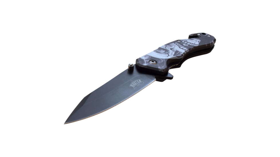 Master USA Drop Point Spring Assisted Knife, 3.25 in, 3Cr13 Stainless Steel Stainless Steel, Black/Grey, MU-A112GX