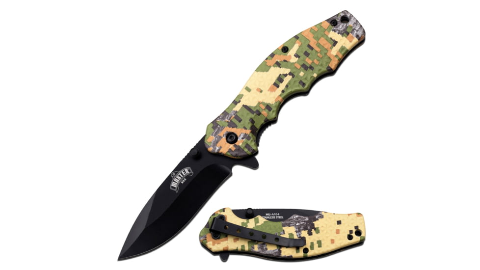 Master USA Drop Point Spring Assisted Knife, 3.25 in, 3Cr13 Stainless Steel Stainless Steel, Digital Camo, MU-A104DC