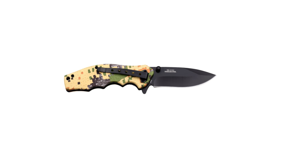Master USA Drop Point Spring Assisted Knife, 3.25 in, 3Cr13 Stainless Steel Stainless Steel, Digital Camo, MU-A104DC