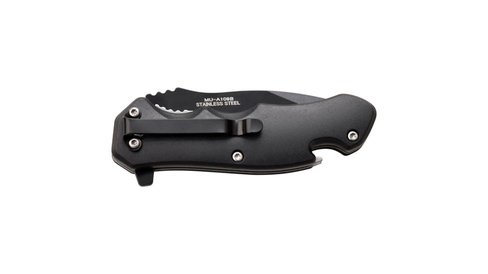 Master USA Drop Point Spring Assisted Knife, 3.25 in, 3Cr13 Stainless Steel Stainless Steel, Yellow Flag, MU-A109B