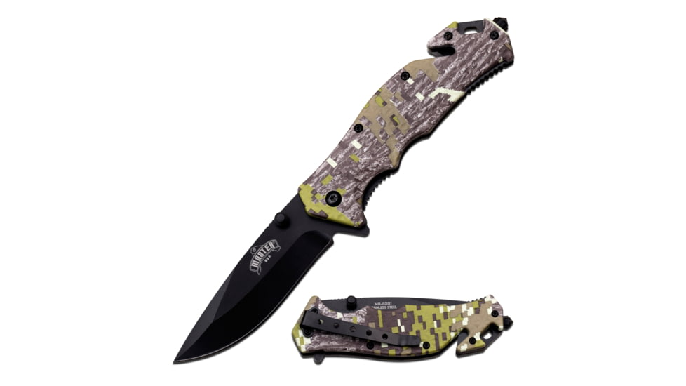 Master USA Drop Point Spring Assisted Knife, 3.5 in, 3Cr13 Stainless Steel Stainless Steel, Digital Camo/Grey, MU-A001DGC