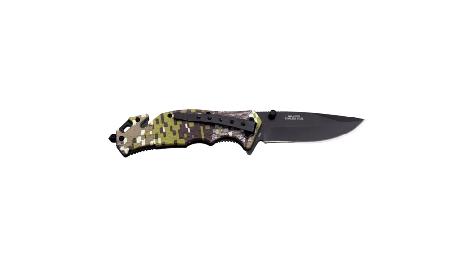 Master USA Drop Point Spring Assisted Knife, 3.5 in, 3Cr13 Stainless Steel Stainless Steel, Digital Camo/Grey, MU-A001DGC