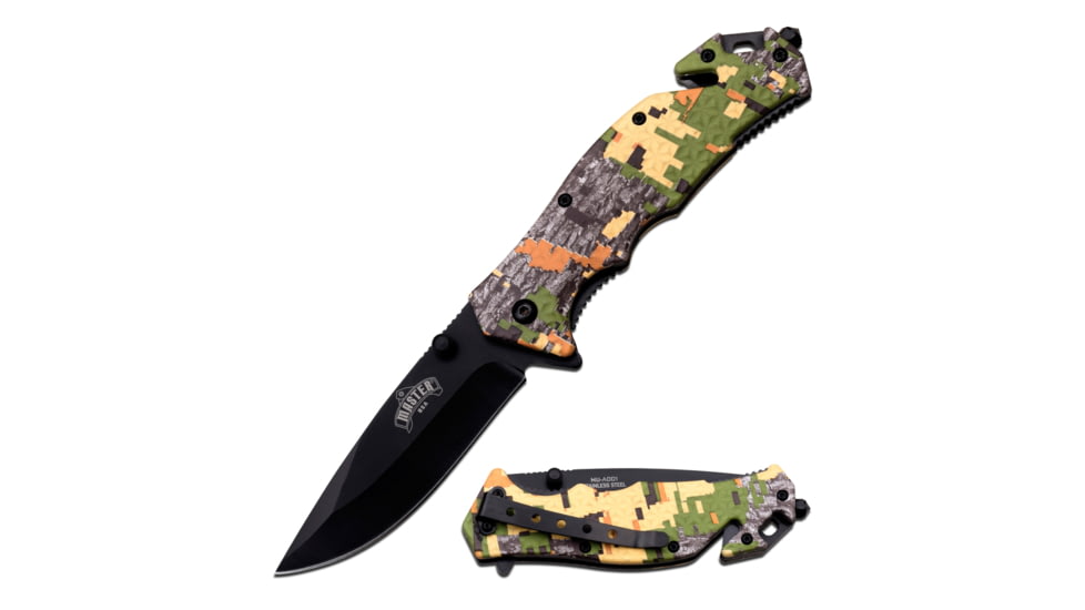 Master USA Drop Point Spring Assisted Knife, 3.5 in, 3Cr13 Stainless Steel Stainless Steel, Digital Camo, MU-A001DC