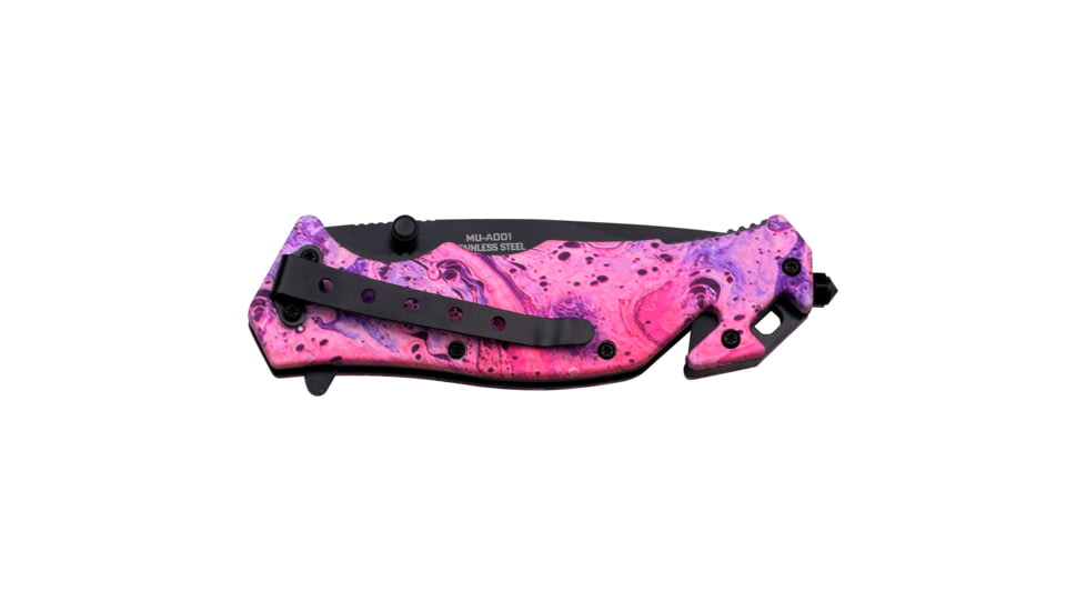 Master USA Drop Point Spring Assisted Knife, 3.5 in, 3Cr13 Stainless Steel Stainless Steel, Pink Camo, MU-A001PK