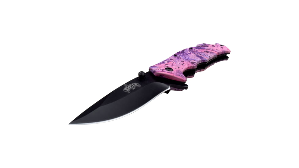 Master USA Drop Point Spring Assisted Knife, 3.5 in, 3Cr13 Stainless Steel Stainless Steel, Pink Camo, MU-A001PK