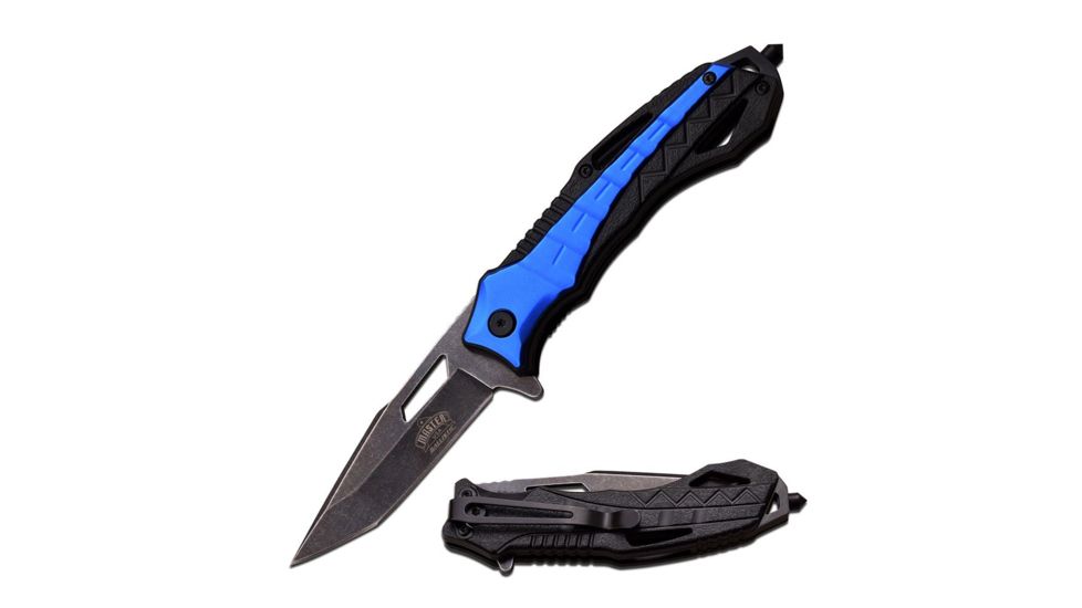 Master USA Folding Blade, 3.25in, Stainless Steel Blade, Black Abs And Blue Aluminum Handle MU-A044BL