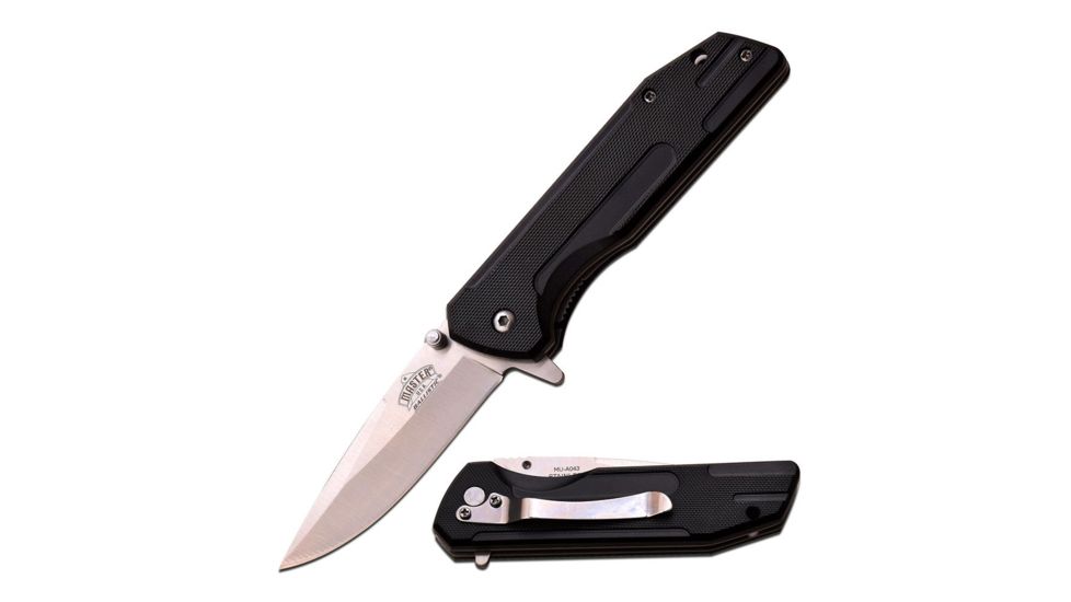 Master USA Folding Blade, 3.25in, Stainless Steel Blade, Black Abs Handle MU-A043BK