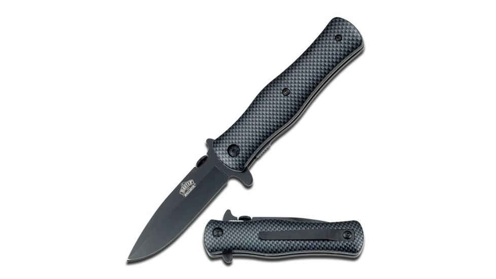 Master USA Folding Blade, 3.25in, Stainless Steel Blade, Carbon Fiber Camo Nylon Fiber Handle MU-A006CF