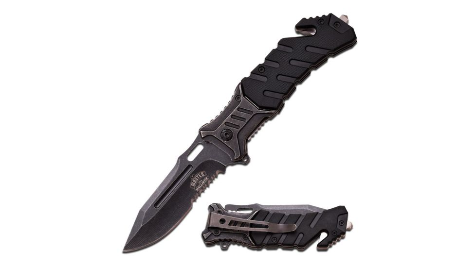 Master USA Folding Blade, 3.5in, Stainless Steel Blade, Black Nylon Fiber Overlay Handle MU-A022BG