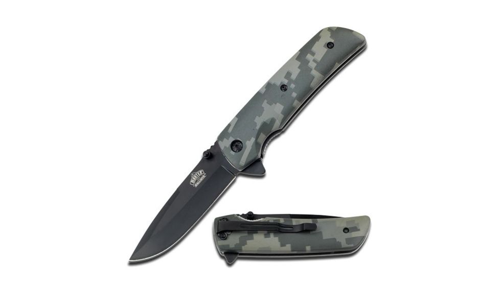 Master USA Folding Blade, 3.5in, Stainless Steel Blade, Digital Camo Nylon Fiber Handle MU-A005DG
