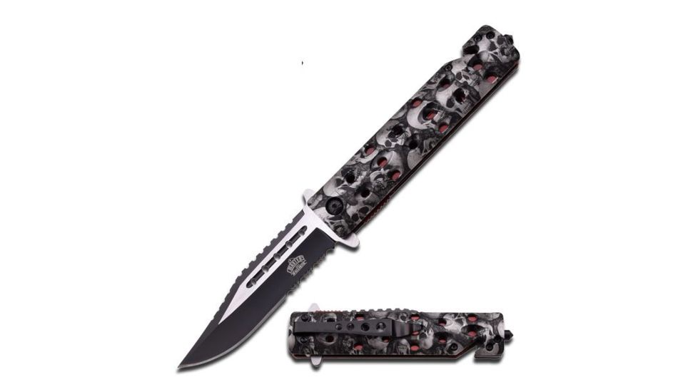Master USA Folding Blade, 3.8in, Stainless Steel Blade, Grey Skull Camo Nylon Fiber Handle MU-A007GY