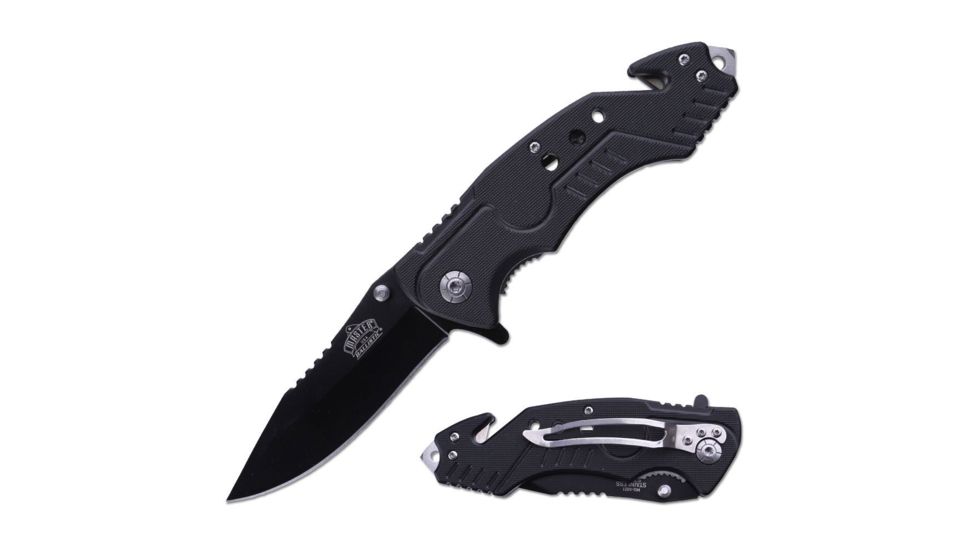 Master USA Folding Blade, 4.75in, Stainless Steel Blade, Black Nylon Fiber Handle MU-A021BK