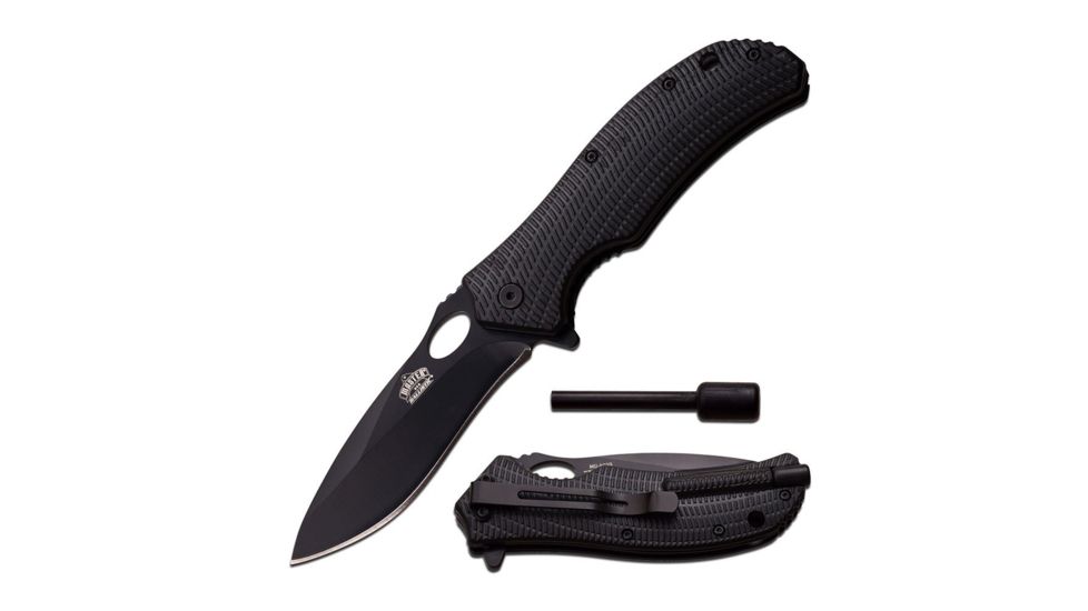 Master USA Folding Blade, 4in, Stainless Steel Blade, Black Nylon Fiber Handle MU-A039BK