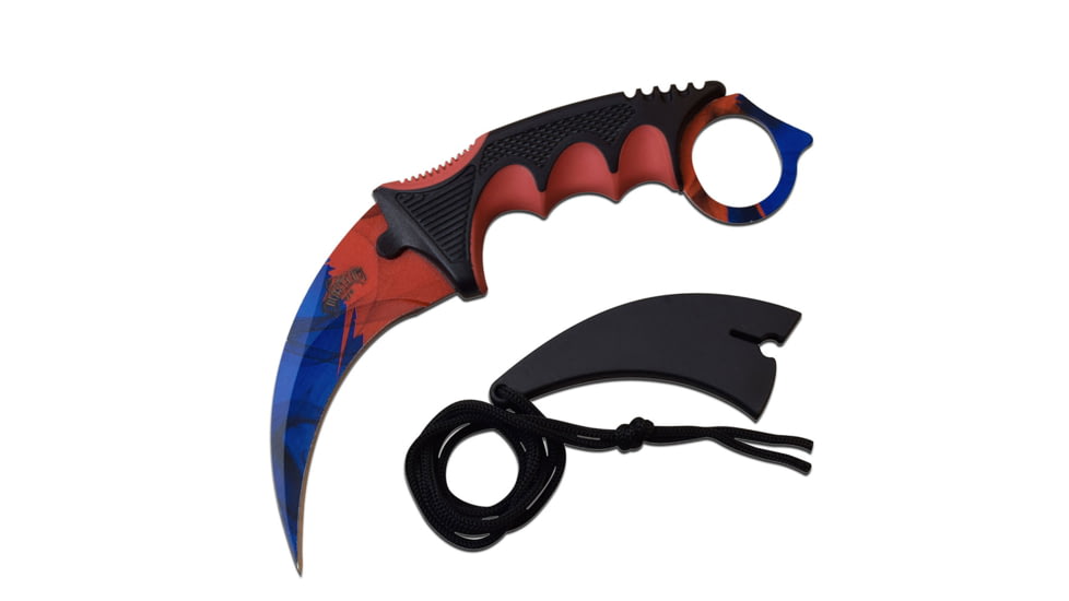 Master USA Hawkbill Fixed Blade Knife, 4 in, 3Cr13 Stainless Steel Stainless Steel, Black/Red, MU-1142BRD