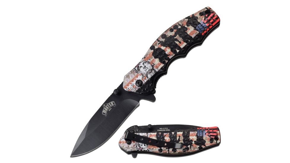Master USA Spring Assisted Folding Knive, 3.25in Blade, 3CR13 Steel Blade Knive, Military, MU-A104ML