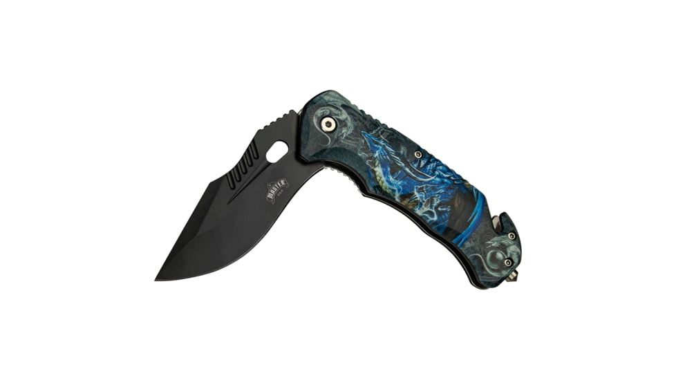 Master USA Tanto Spring Assisted Knife, 3.75 in, 3Cr13 Stainless Steel Stainless Steel, Grey/Blue, MU-A116N