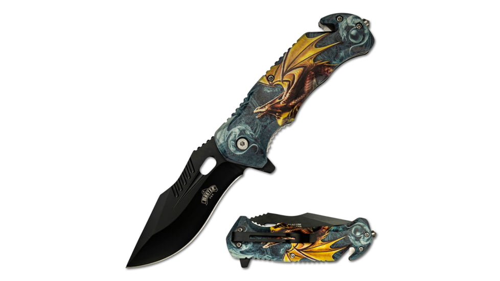 Master USA Tanto Spring Assisted Knife, 3.75 in, 3Cr13 Stainless Steel Stainless Steel, Grey/Orange, MU-A116M