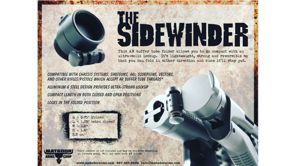 Matador Arms Sidewinder AR Buffer Tube, Black, 0.75 x 1.4 x 1.8 in, MAC744