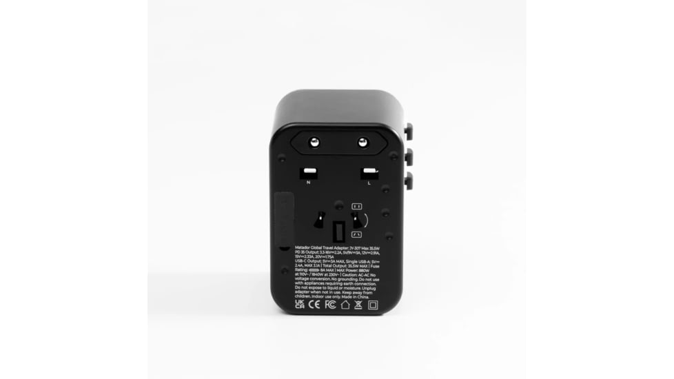Matador Global Travel Adapter, Black, 3x2x2, MATJY307001BK