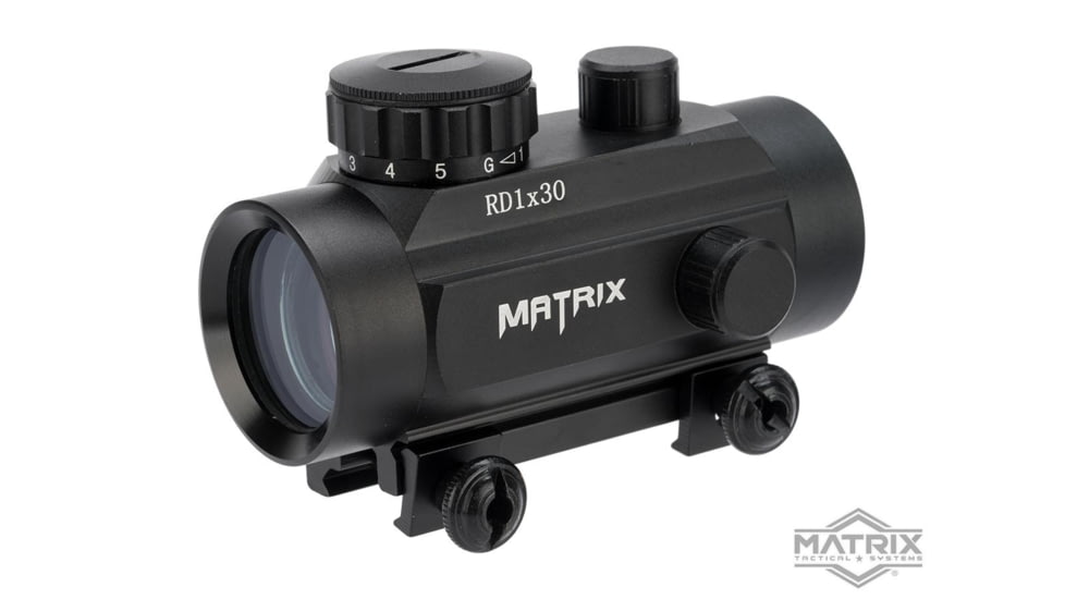 Matrix 1x30mm Military Style Illuminated Red/Green Dot Sight Scope w/QD Weaver Base, Black, RD1x30R&amp;G Dot
