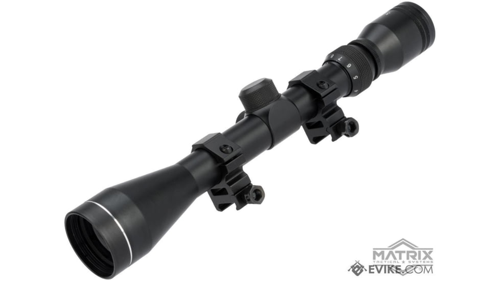 Matrix 3-9X40mm Professional Scope for Airsoft Rifle w/Scope Rings, 1in Tube, Black, 3-9X40 M