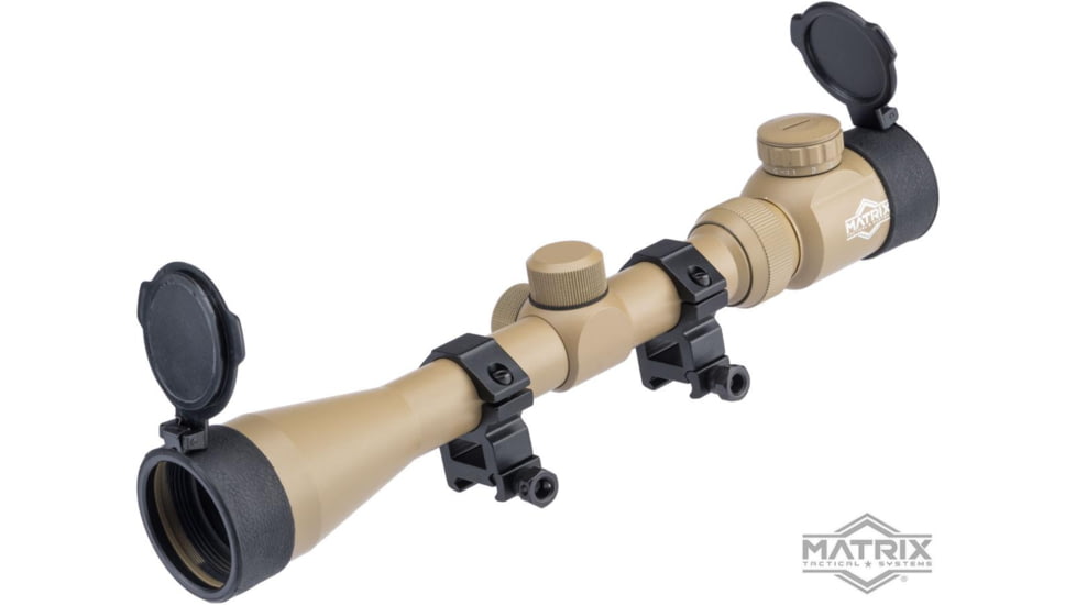 Matrix 3-9X40mm Professional Scope for Airsoft Rifle w/Scope Rings, 1in Tube, Tan, 3-9x40E Tan