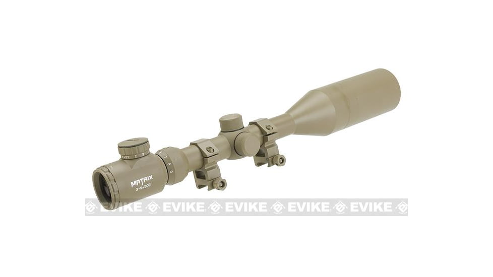 Matrix 3-9x50mm Illuminated Reticle Sniper Scope, Tan, 3-9X50E Tan