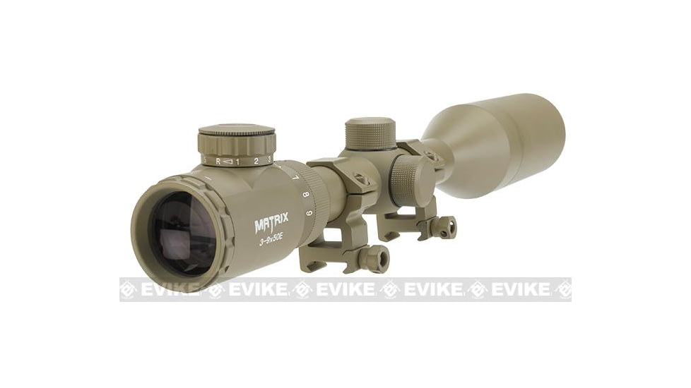 Matrix 3-9x50mm Illuminated Reticle Sniper Scope, Tan, 3-9X50E Tan