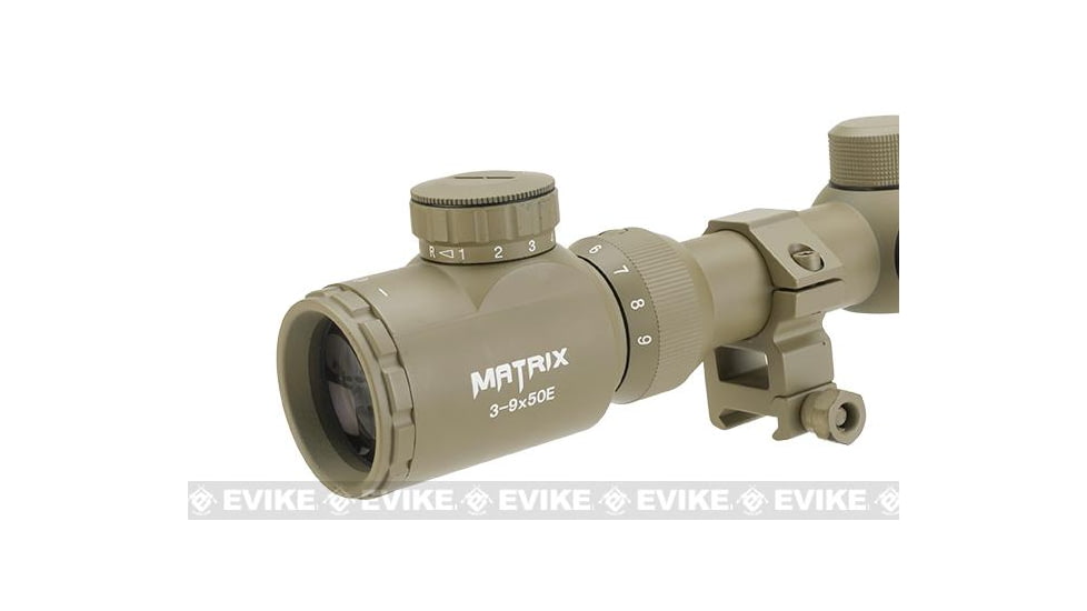 Matrix 3-9x50mm Illuminated Reticle Sniper Scope, Tan, 3-9X50E Tan