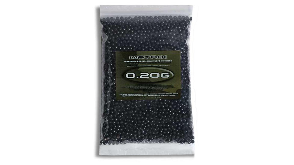 Matrix Match Grade 6mm Airsoft BBs, .20g, 2000rd, Black, Black, Small, BB-20BX20-M