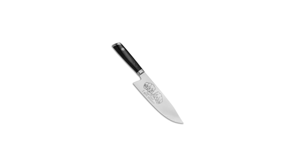 Mattia Borrani Mattia Borrani Production 8" Bowie Chef Kitchen Knife Damascus Keep Calm, Black, Damascus, adult, BHQ-124633