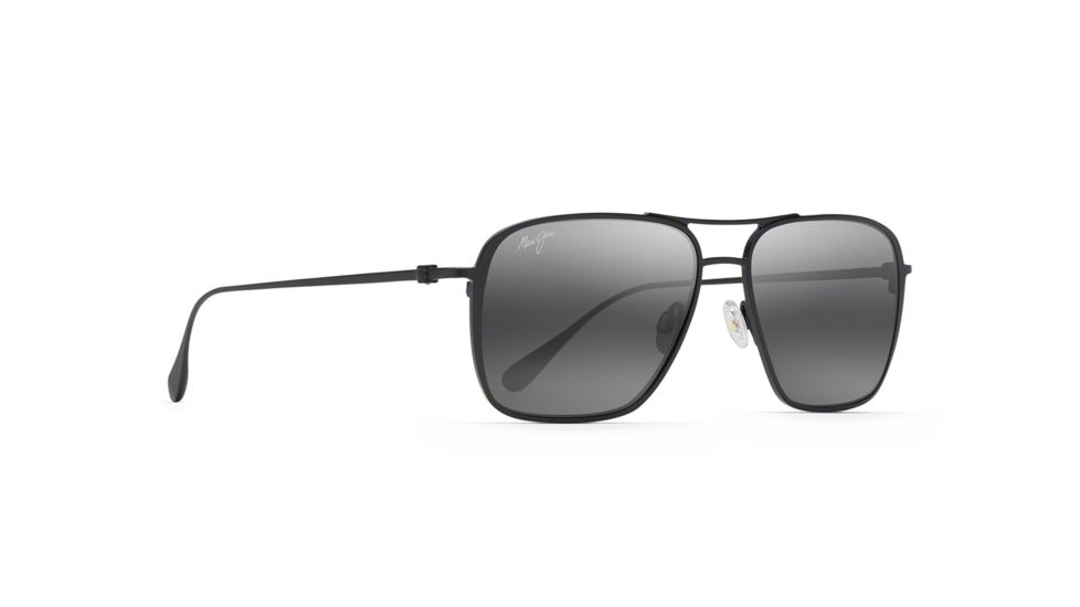 Maui Jim Beaches Polarized Aviator Sunglasses, Black Matte Frame, Neutral Grey Lens, Black Matte 541-2M