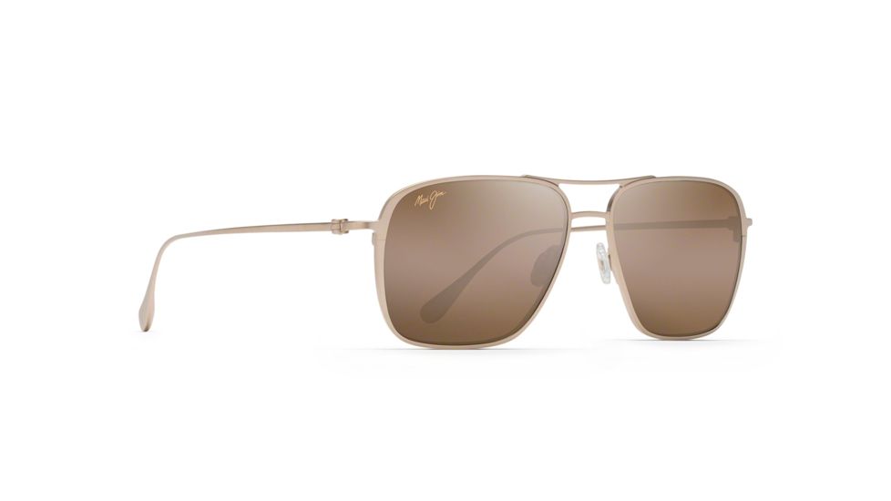 Maui Jim Beaches Polarized Aviator Sunglasses, Satin Gold Frame, HCL Bronze Lens, Satin Gold H541-16A