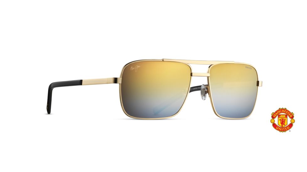 Maui Jim Compass Polarized Aviator Sunglasses, Gold Frame, Dual Mirror Gold to Silver Lens, Gold DGS714-37UTD