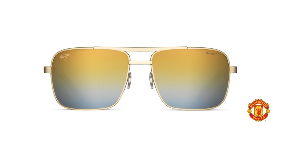 Maui Jim Compass Polarized Aviator Sunglasses, Gold Frame, Dual Mirror Gold to Silver Lens, Gold DGS714-37UTD