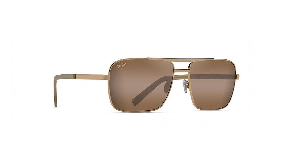 Maui Jim Compass Polarized Aviator  Sunglasses,Gold,HCL Bronze Lens H714-16
