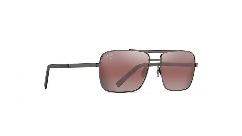 Maui Jim Compass Polarized Aviator  Sunglasses,Gunmetal,Maui Rose Lens R714-02D