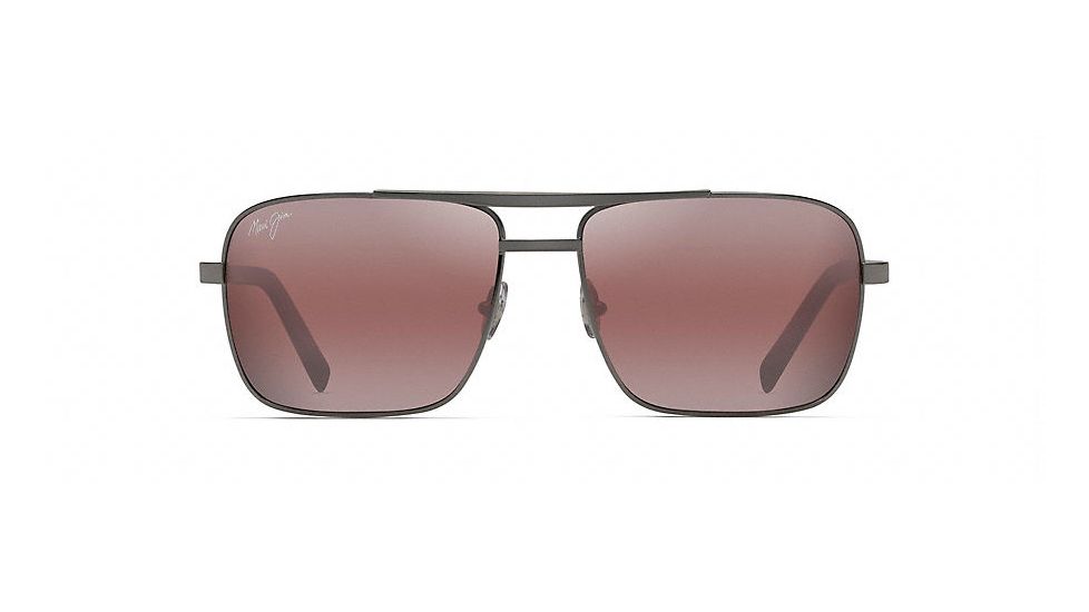 Maui Jim Compass Polarized Aviator  Sunglasses,Gunmetal,Maui Rose Lens R714-02D