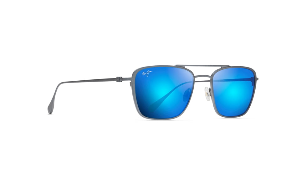 Maui Jim Ebb &amp; Flow Polarized Aviator Sunglasses, Dove Grey Frame, Blue Hawaii Lens, Dove Grey B542-27A