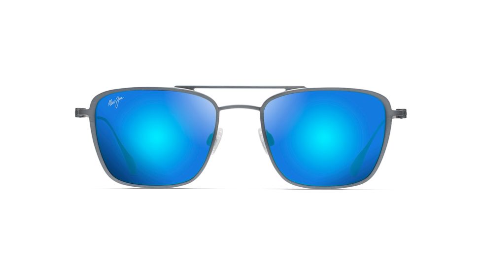 Maui Jim Ebb &amp; Flow Polarized Aviator Sunglasses, Dove Grey Frame, Blue Hawaii Lens, Dove Grey B542-27A