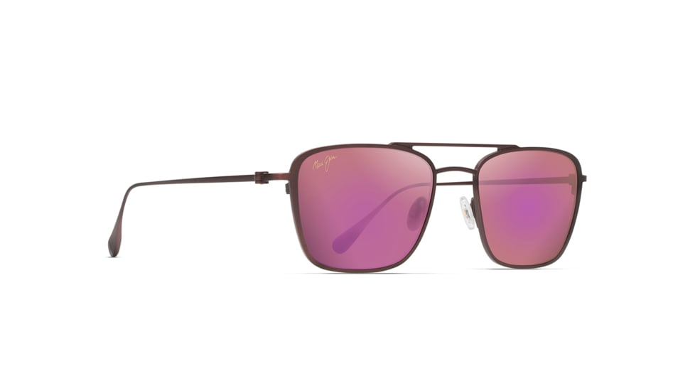 Maui Jim Ebb &amp; Flow Polarized Aviator Sunglasses, Matte Brushed Burgundy Frame, Maui Sunrise Lens, Matte Brushed Burgundy P542-07M