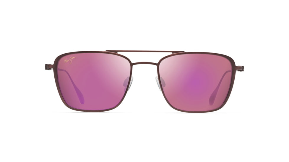 Maui Jim Ebb &amp; Flow Polarized Aviator Sunglasses, Matte Brushed Burgundy Frame, Maui Sunrise Lens, Matte Brushed Burgundy P542-07M