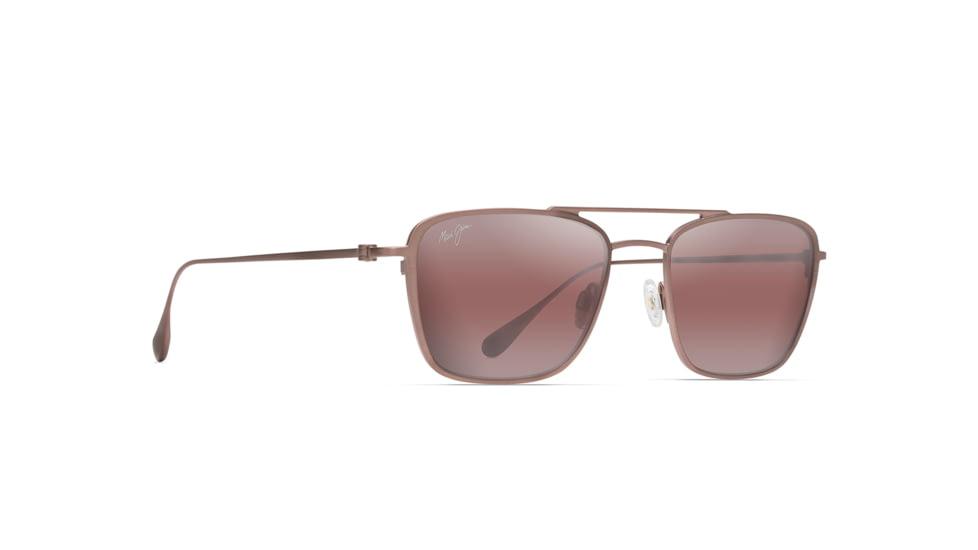 Maui Jim Ebb &amp; Flow Polarized Aviator Sunglasses, Satin Brown Red Frame, Maui Rose Lens, Satin Brown Red R542-19A