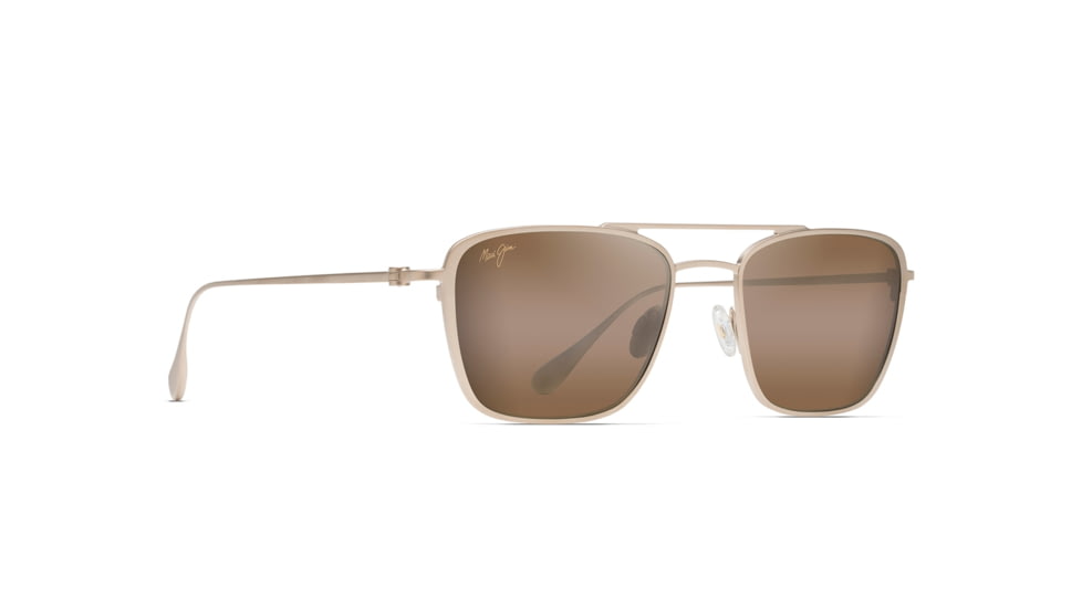 Maui Jim Ebb &amp; Flow Polarized Aviator Sunglasses, Satin Gold Frame, HCL Bronze Lens, Satin Gold H542-16A
