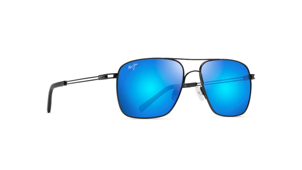 Maui Jim Haleiwa Unisex Sunglasses,Gloss Black Frame,Polarized,Blue Hawaii Lens, B328-02