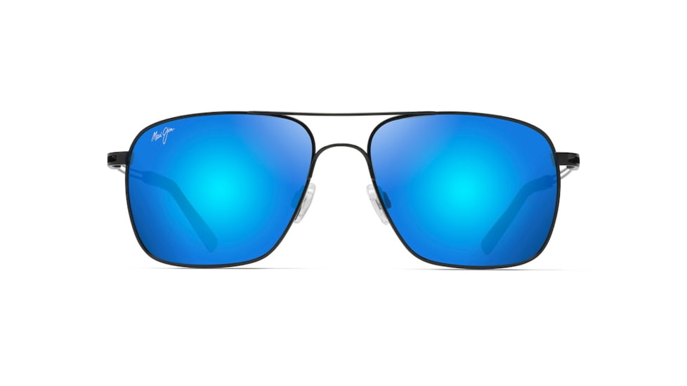 Maui Jim Haleiwa Unisex Sunglasses,Gloss Black Frame,Polarized,Blue Hawaii Lens, B328-02